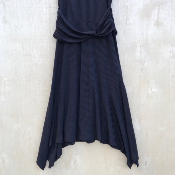 NWOT Anthropologie black midi ribbed dress - Picture 3 of 5